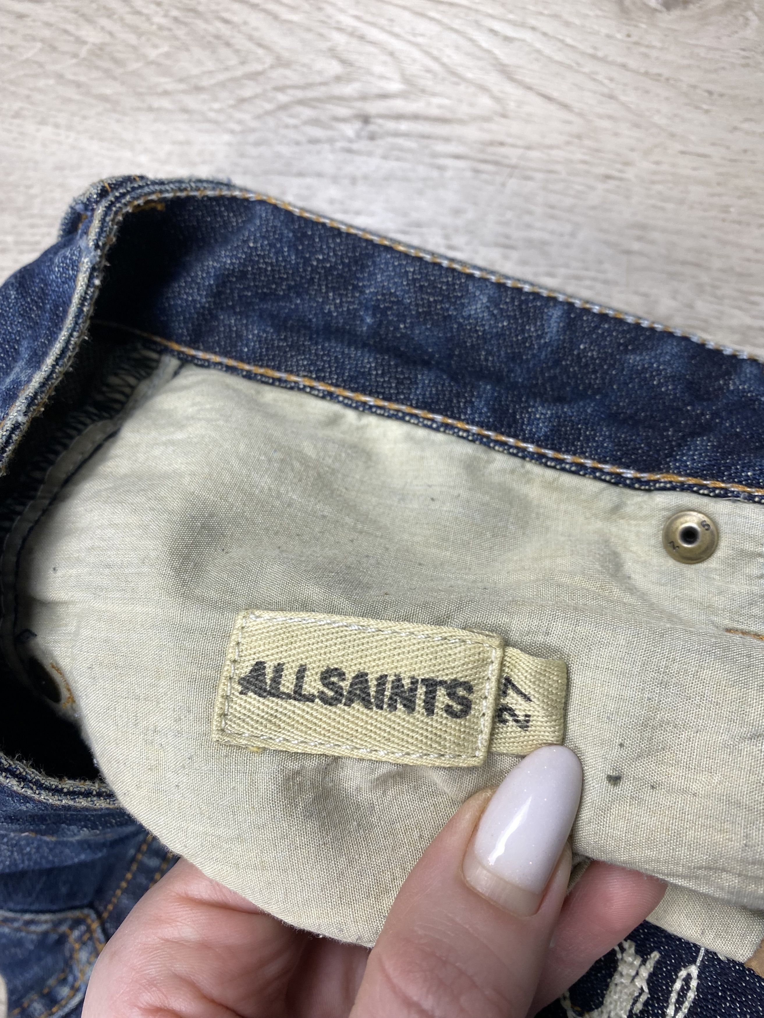 Allsaints Allsaints Vintage Womens Distressed Denim Pants Flared Jeans Size 27" / US 4 / IT 40 - 11 Thumbnail