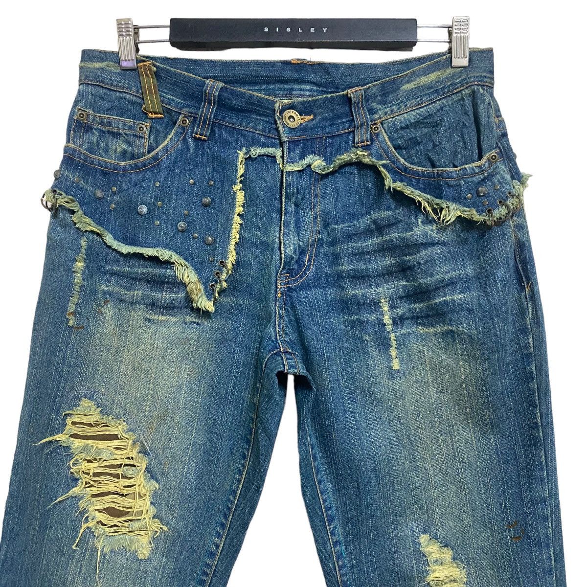 Japanese Brand Japanese Brand Gumu Denim Pierce Studded Ring Jeans Size US 33 - 3 Thumbnail