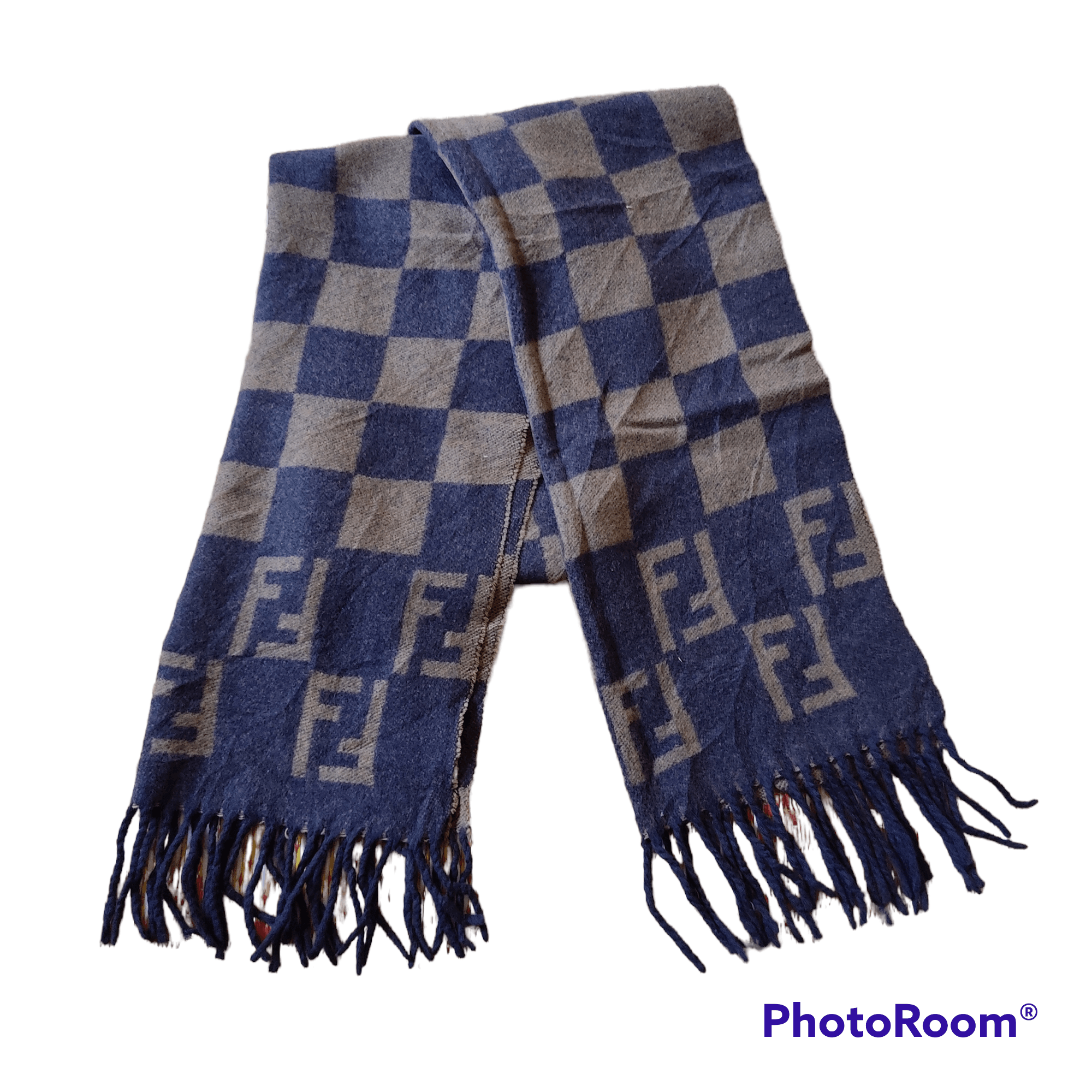 Fendi Fendi Monogram Muffler Checkerboard wool Scarf Size ONE SIZE - 3 Thumbnail