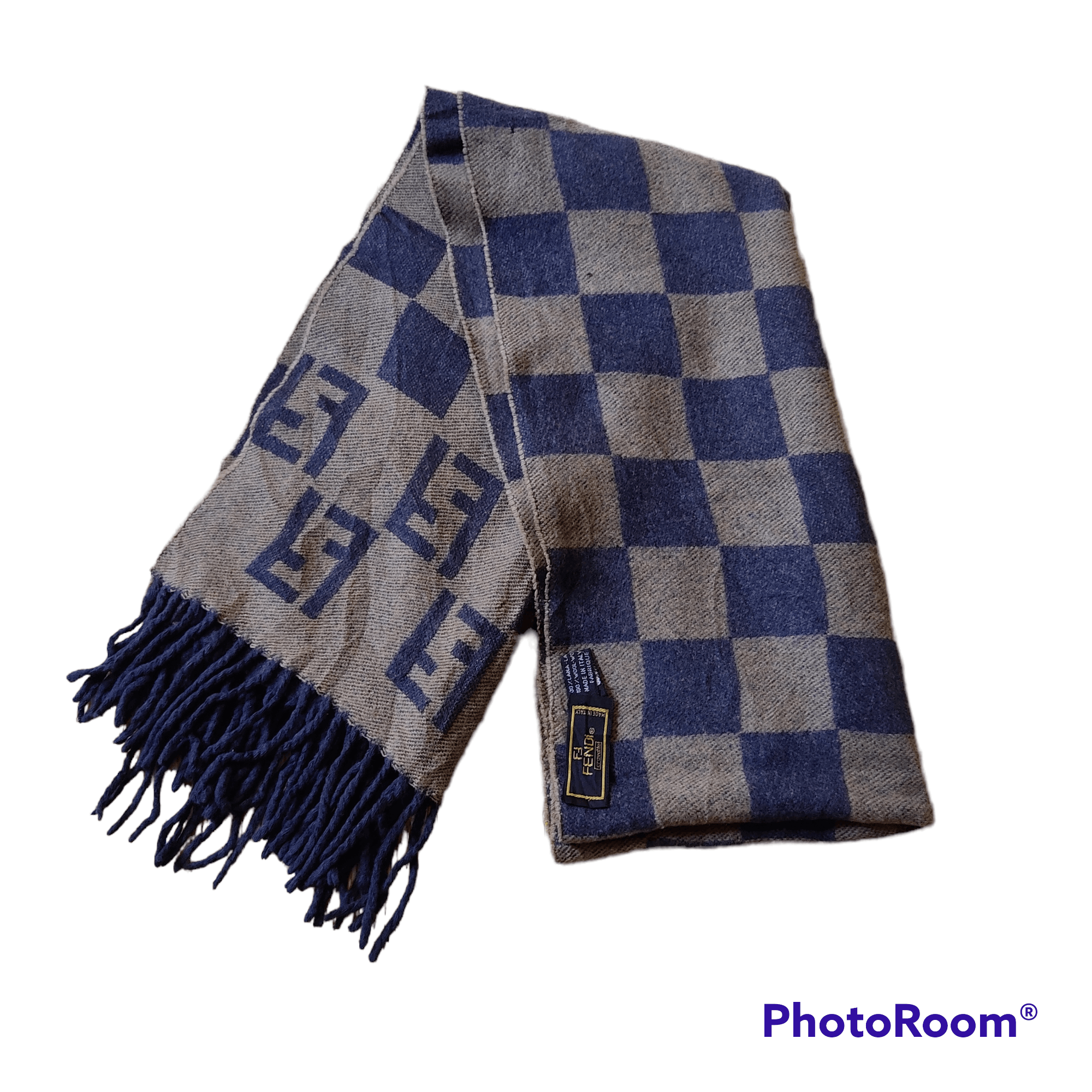Fendi Fendi Monogram Muffler Checkerboard wool Scarf Size ONE SIZE - 4 Thumbnail