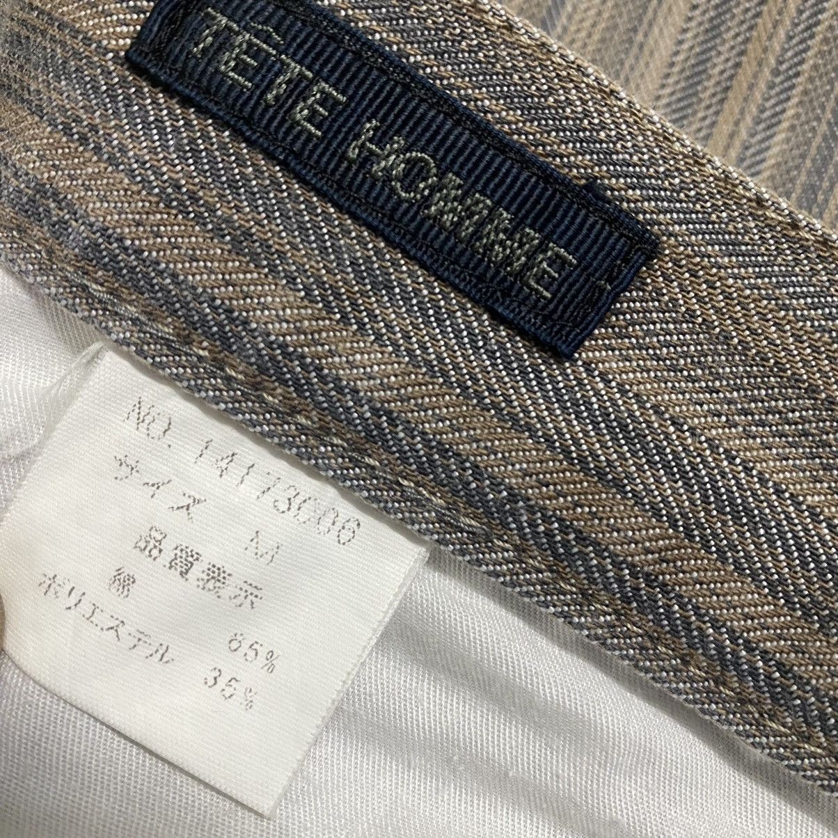 Japanese Brand Tete Homme Pinstriped Denim Flare Pants Size US 31 - 17 Thumbnail