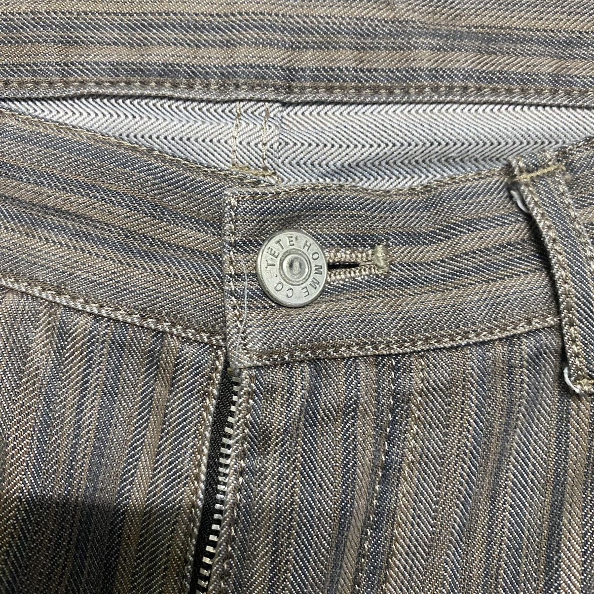 Japanese Brand Tete Homme Pinstriped Denim Flare Pants Size US 31 - 15 Thumbnail