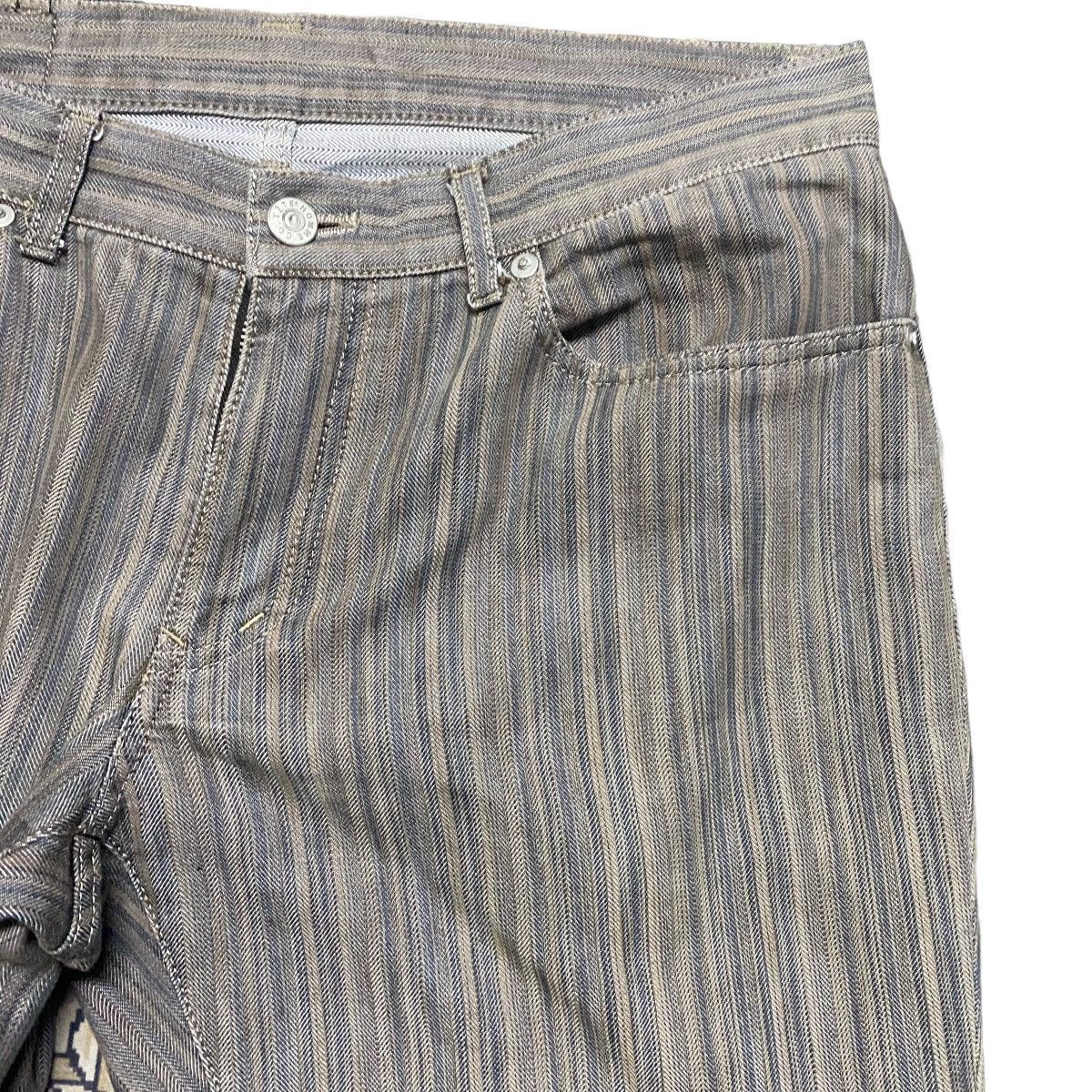 Japanese Brand Tete Homme Pinstriped Denim Flare Pants Size US 31 - 5 Thumbnail