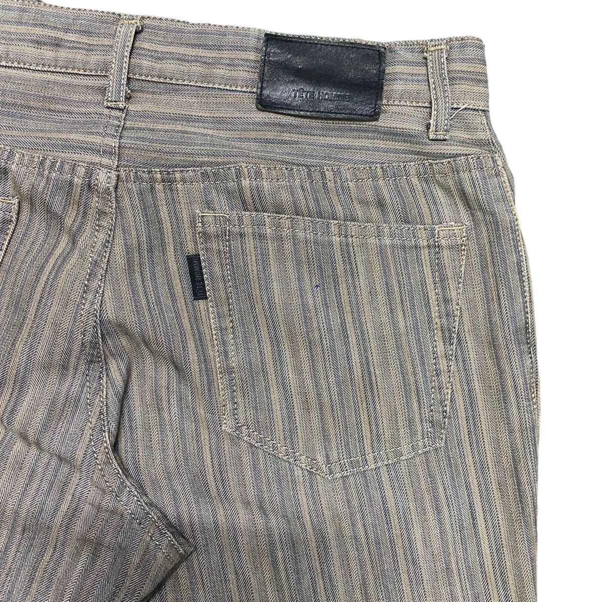 Japanese Brand Tete Homme Pinstriped Denim Flare Pants Size US 31 - 10 Thumbnail