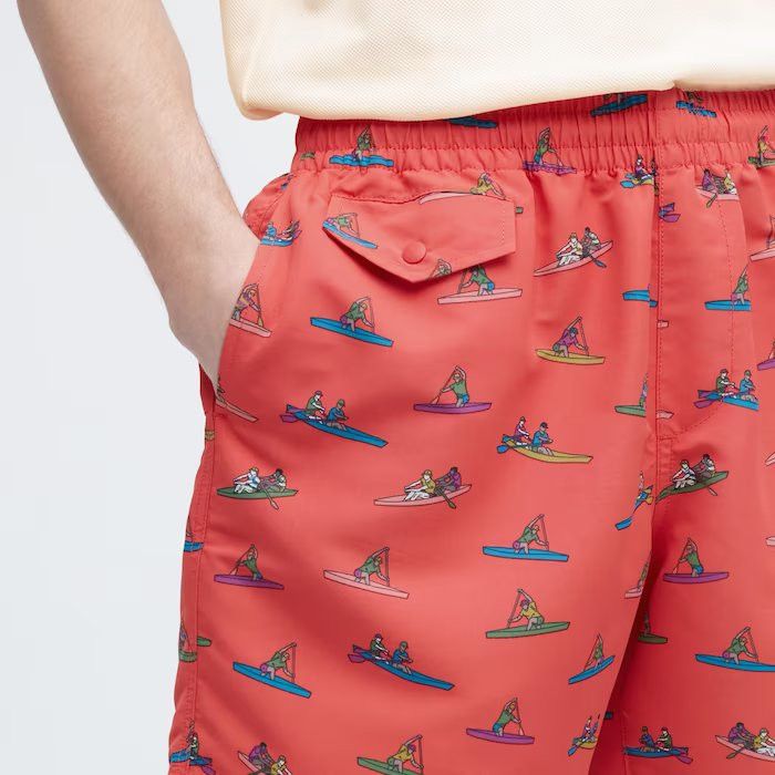 JW Anderson × Uniqlo Medium Swim Shorts Active Utility Red Rowing Trunks Pattern Size US 32 / EU 48 - 3 Thumbnail
