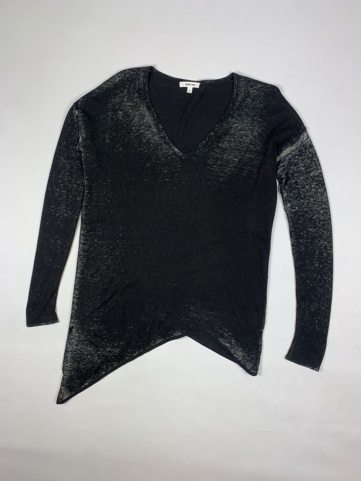 Helmut Lang Helmut Lang cotton cashmere assymetric v-neck sweater Size S / US 4 / IT 40 - 1 Thumbnail