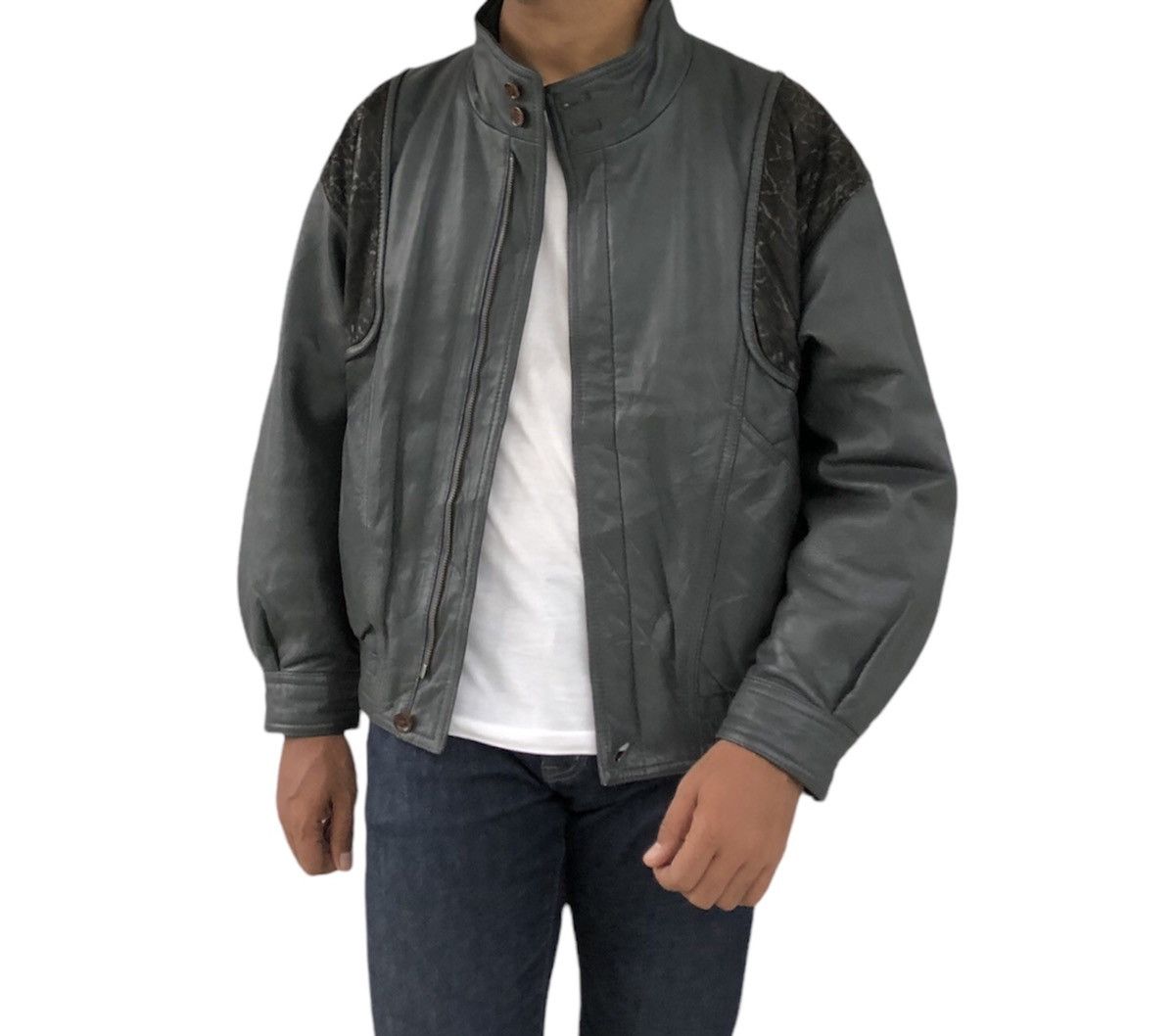 Japanese Brand Takagi Fur Nylon Cow Leather Bomber Jacket Made in Japan Size US M / EU 48-50 / 2 - 8 Thumbnail