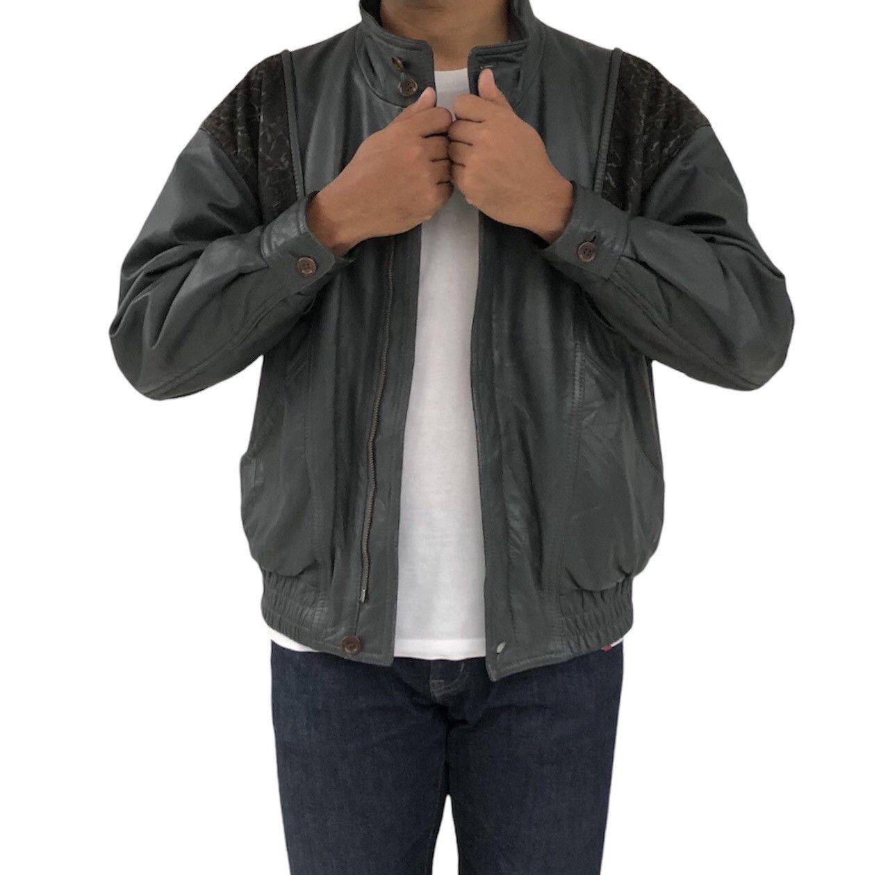 Japanese Brand Takagi Fur Nylon Cow Leather Bomber Jacket Made in Japan Size US M / EU 48-50 / 2 - 4 Thumbnail