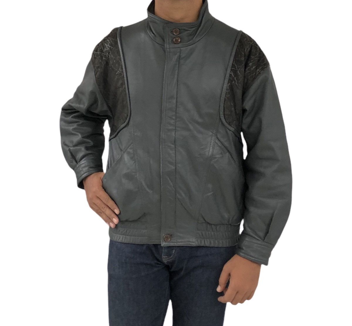 Japanese Brand Takagi Fur Nylon Cow Leather Bomber Jacket Made in Japan Size US M / EU 48-50 / 2 - 5 Thumbnail