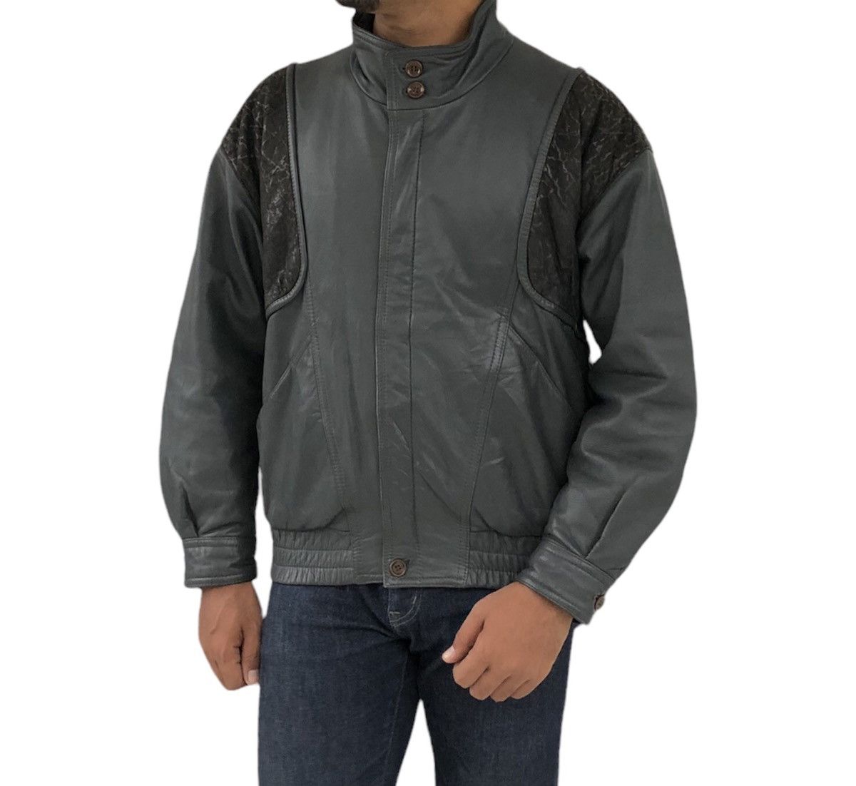Japanese Brand Takagi Fur Nylon Cow Leather Bomber Jacket Made in Japan Size US M / EU 48-50 / 2 - 1 Thumbnail