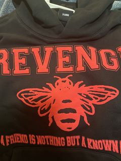 Official Revenge X Juice Wrld "Outline Sketch" HOODIE Black / Red  New Size LARGE
