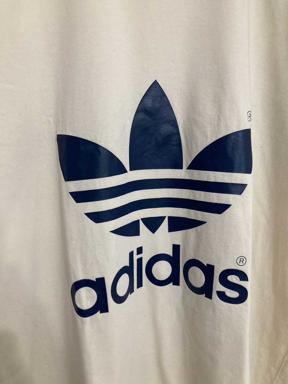 Adidas Vintage Adidas 90s Logo Tee Retro Beige Originals Size US L / EU 52-54 / 3 - 4 Thumbnail