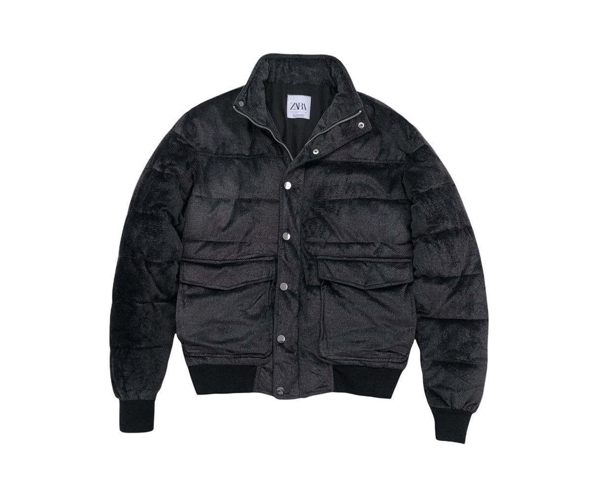 Zara Zara Women Black Velvet Puffer Jacket Size ONE SIZE - 6 Thumbnail