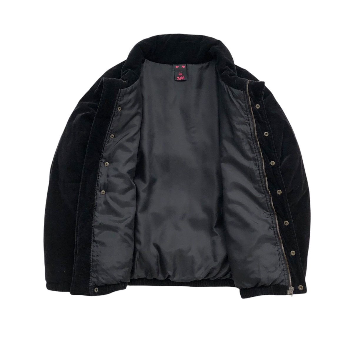 Japanese Brand X-Girl Women Black Velvet Puffer Jacket Size S / US 4 / IT 40 - 9 Thumbnail