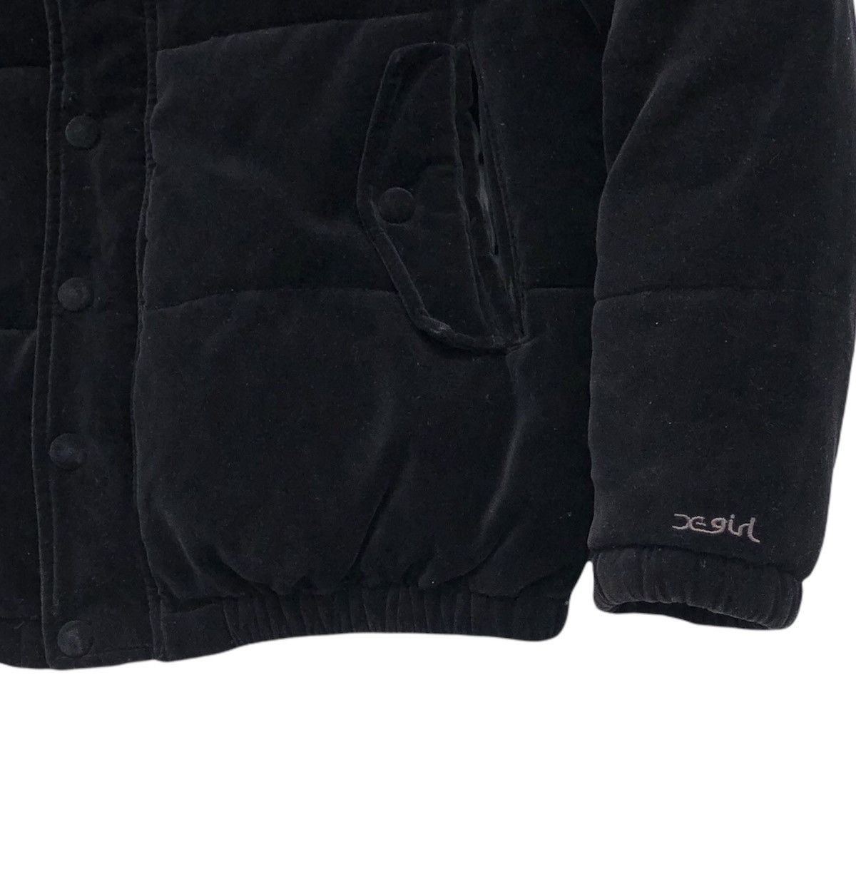 Japanese Brand X-Girl Women Black Velvet Puffer Jacket Size S / US 4 / IT 40 - 6 Thumbnail