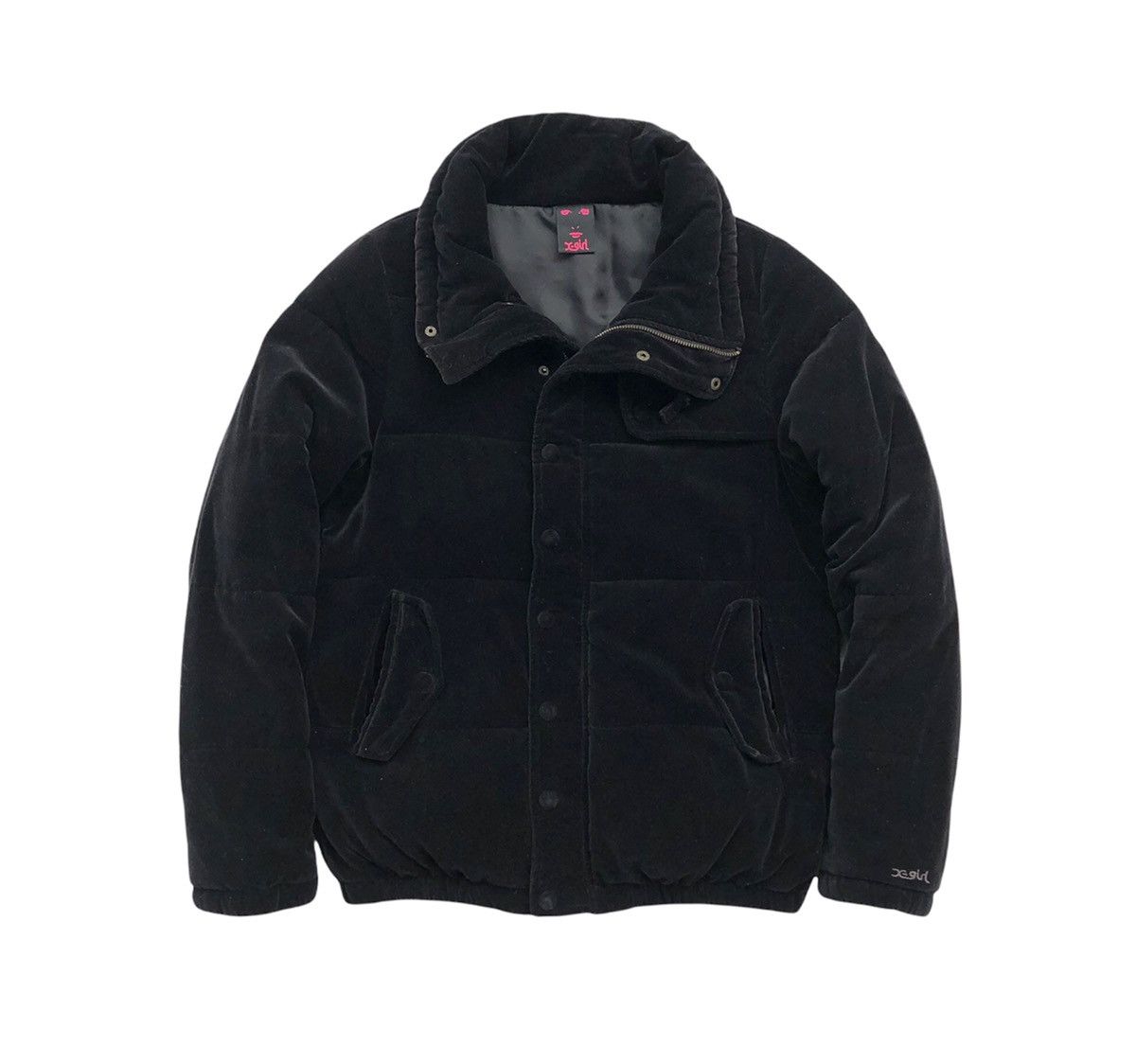 Japanese Brand X-Girl Women Black Velvet Puffer Jacket Size S / US 4 / IT 40 - 3 Thumbnail