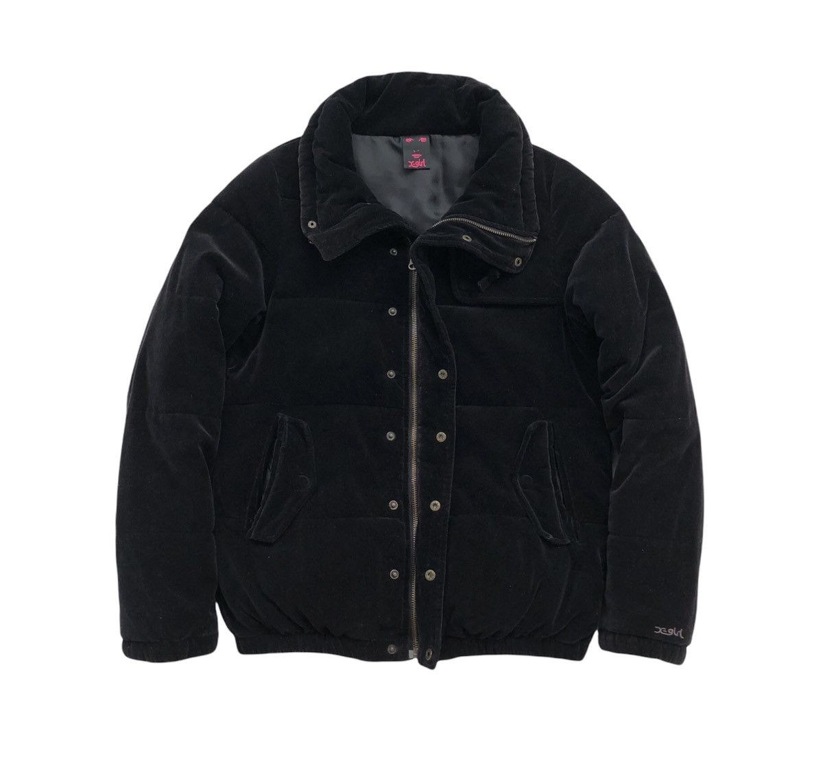 Japanese Brand X-Girl Women Black Velvet Puffer Jacket Size S / US 4 / IT 40 - 4 Thumbnail