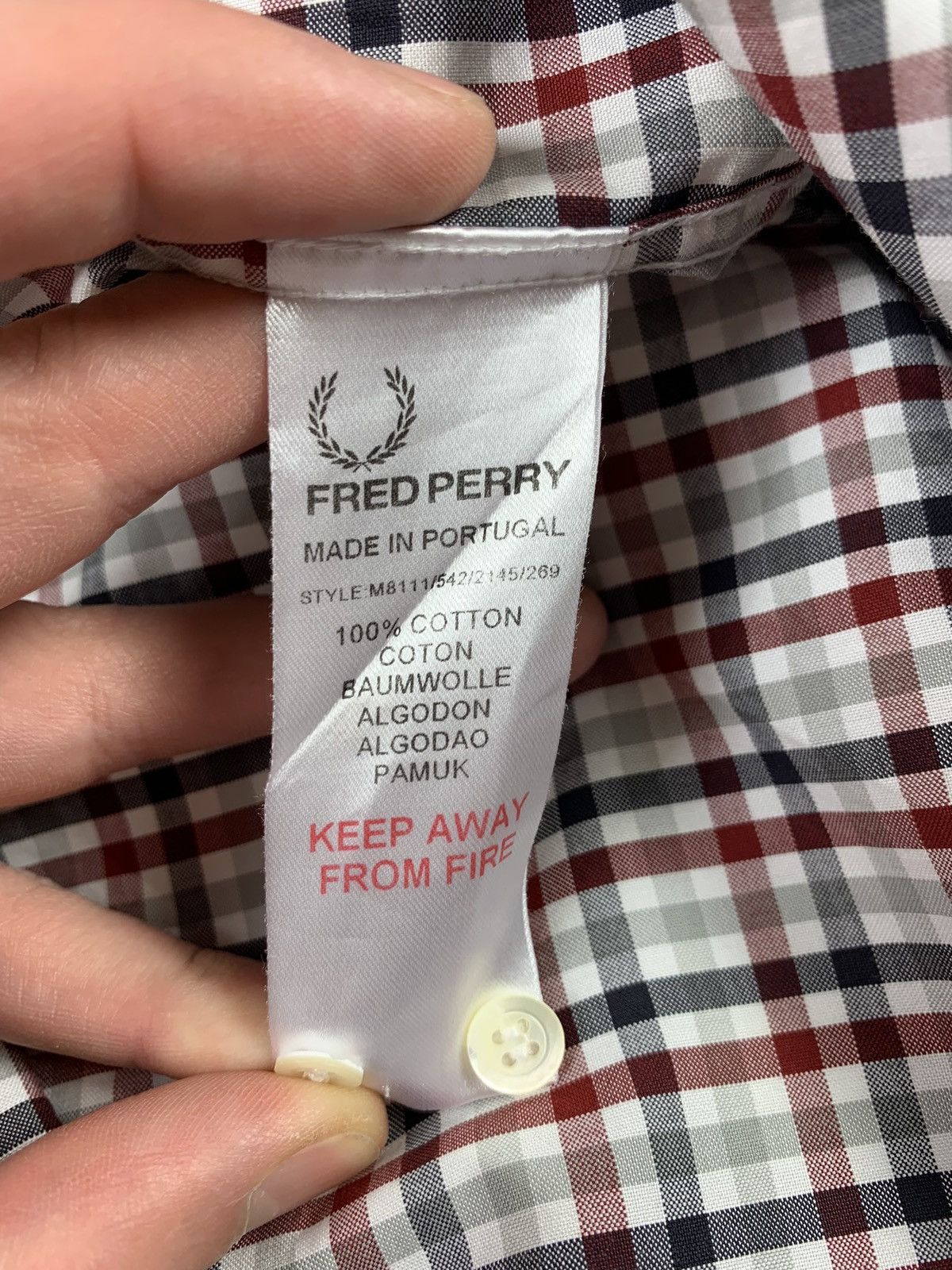 Fred Perry Fred Perry men’s checked long sleeve shirt size 40" 101 cm Size US M / EU 48-50 / 2 - 9 Thumbnail
