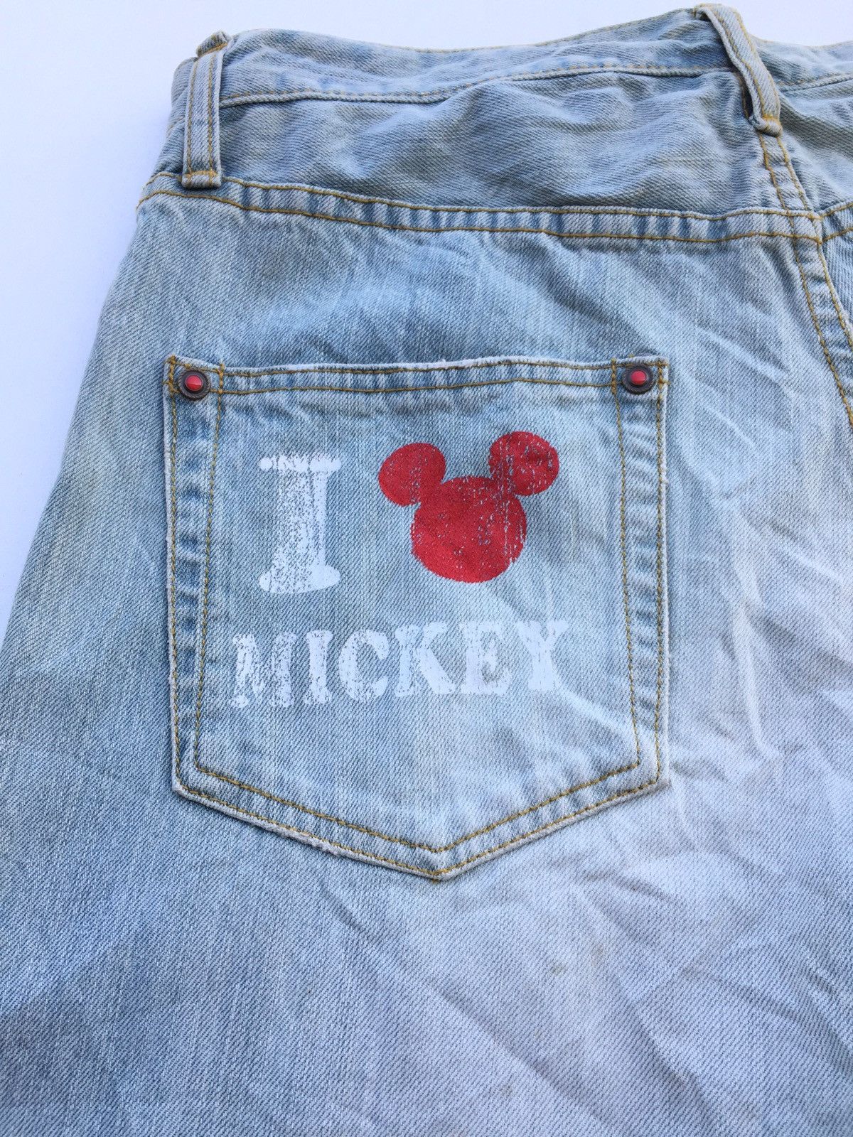 Beauty Beast × Disney × Mickey Mouse Disney Mickey Mouse Distressed Jeans Size US 31 - 2 Thumbnail