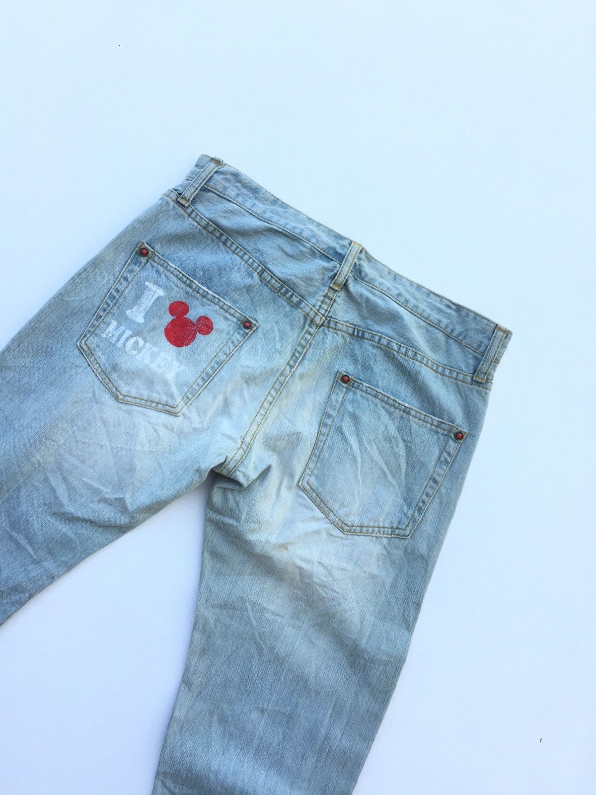 Beauty Beast × Disney × Mickey Mouse Disney Mickey Mouse Distressed Jeans Size US 31 - 1 Thumbnail
