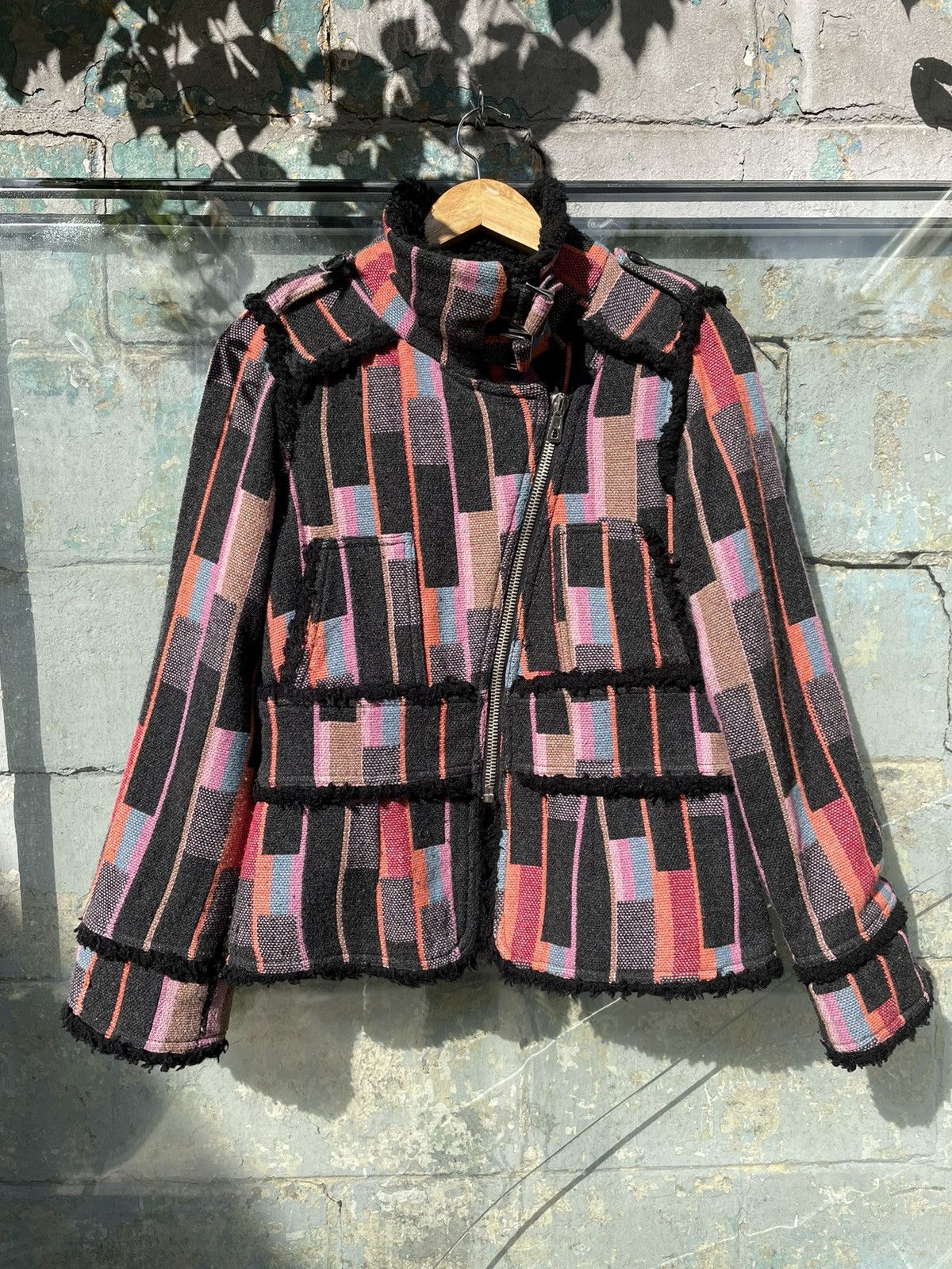 Sonia Rykiel Sonia Rykiel Paris Multi Colour Wool Striped Sherpa Jacket Size M / US 6-8 / IT 42-44 - 1 Thumbnail