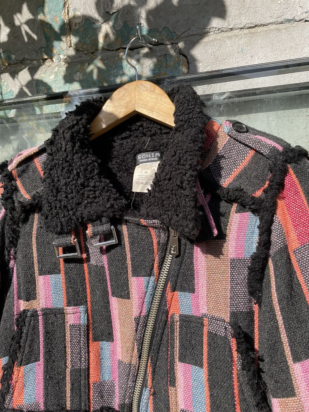 Sonia Rykiel Sonia Rykiel Paris Multi Colour Wool Striped Sherpa Jacket Size M / US 6-8 / IT 42-44 - 8 Thumbnail
