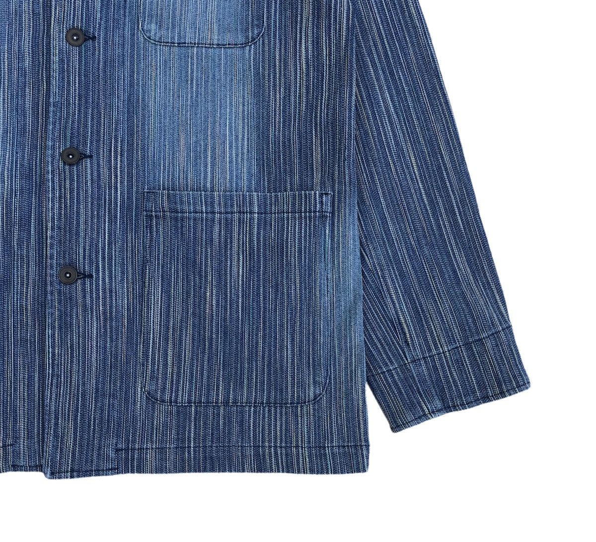 Japanese Brand Fissare Homme seamless pinstripes stretch chore jacket Size US M / EU 48-50 / 2 - 3 Thumbnail