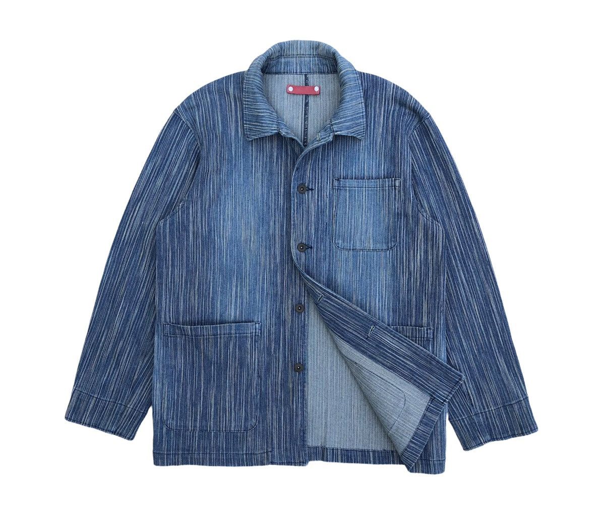 Japanese Brand Fissare Homme seamless pinstripes stretch chore jacket Size US M / EU 48-50 / 2 - 7 Thumbnail