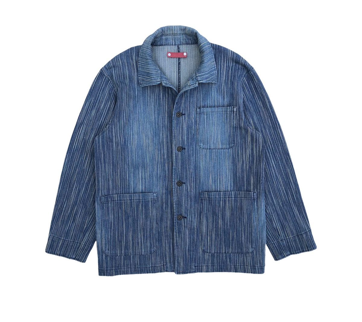Japanese Brand Fissare Homme seamless pinstripes stretch chore jacket Size US M / EU 48-50 / 2 - 2 Thumbnail