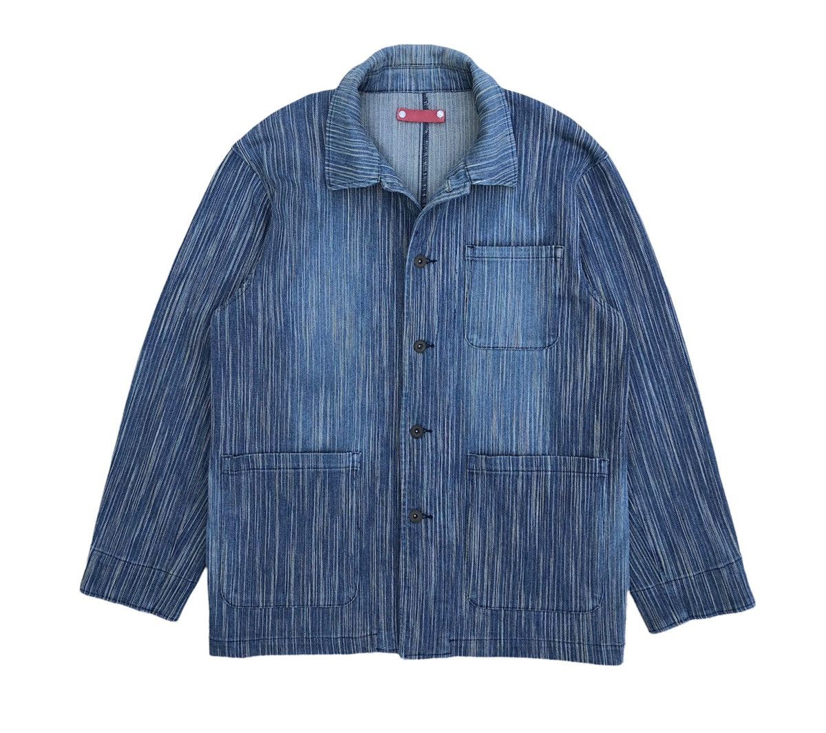 Japanese Brand Fissare Homme seamless pinstripes stretch chore jacket Size US M / EU 48-50 / 2 - 1 Thumbnail