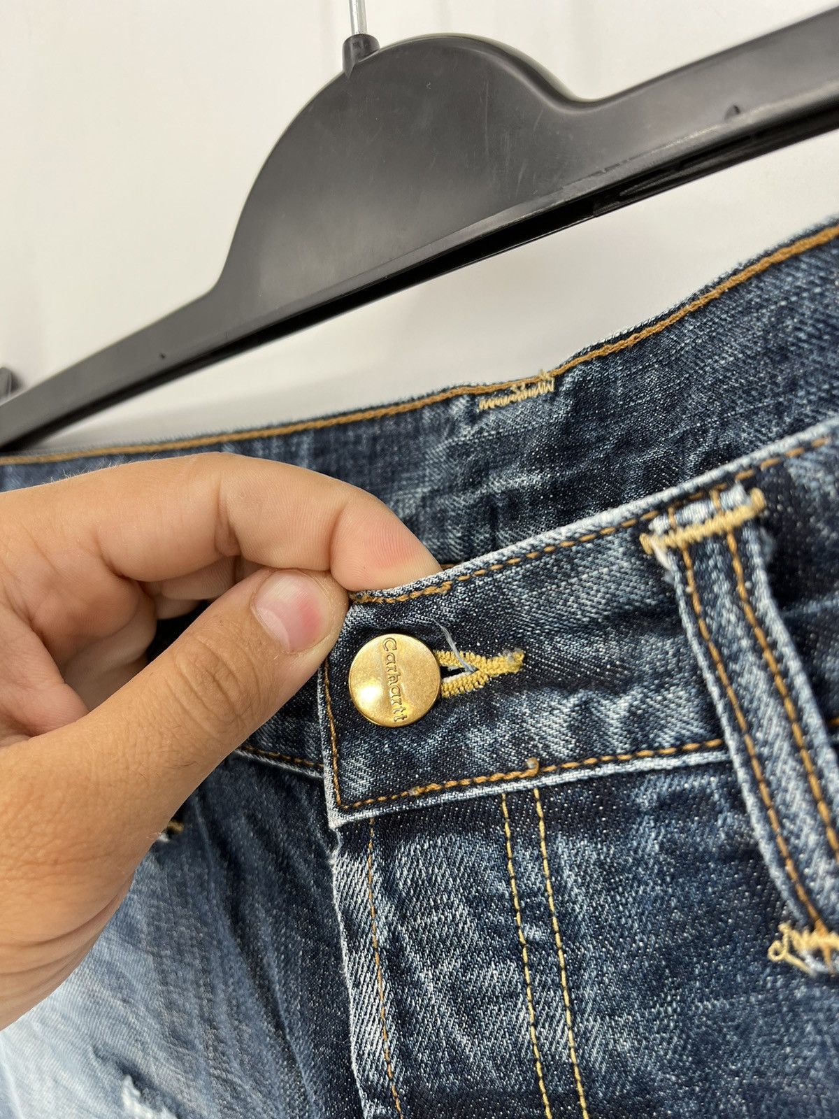Carhartt × Vintage Vintage y2k Carhartt Fire Resistant Blue Jeans cargo Pants Size US 31 - 11 Thumbnail