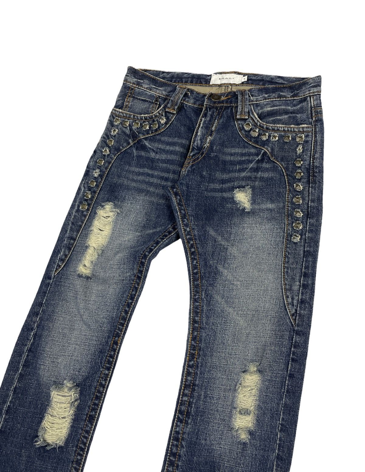 image of Avant Garde x Beauty Beast Vintage Beast Japan Distressed Spike Jeans Punk Style in Blue (Size 30)