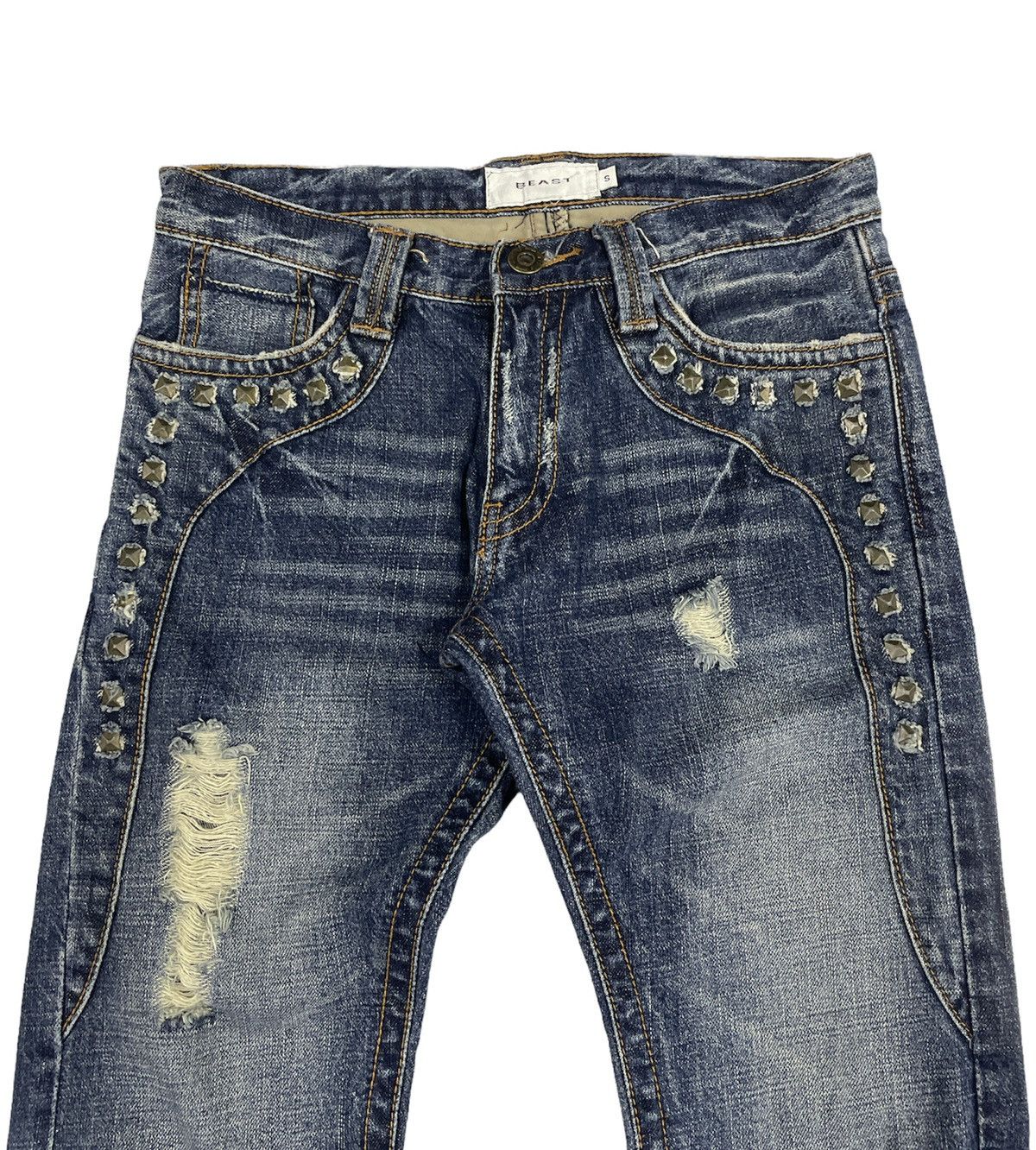 Beauty Beast Vintage Beast Japan Distressed Studded Jeans Size US 30 / EU 46 - 4 Thumbnail