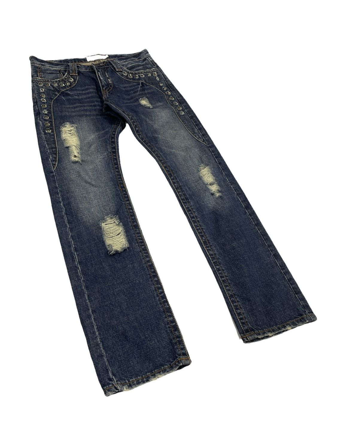Beauty Beast Vintage Beast Japan Distressed Studded Jeans Size US 30 / EU 46 - 3 Thumbnail