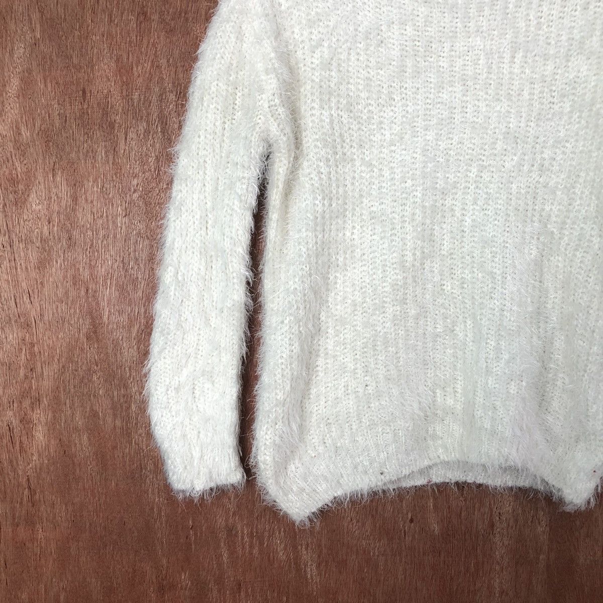 Hypebeast × Japanese Brand Pudding White Shag Shaggy Fur Mohair Knitwear #6583 Size M / US 6-8 / IT 42-44 - 2 Thumbnail
