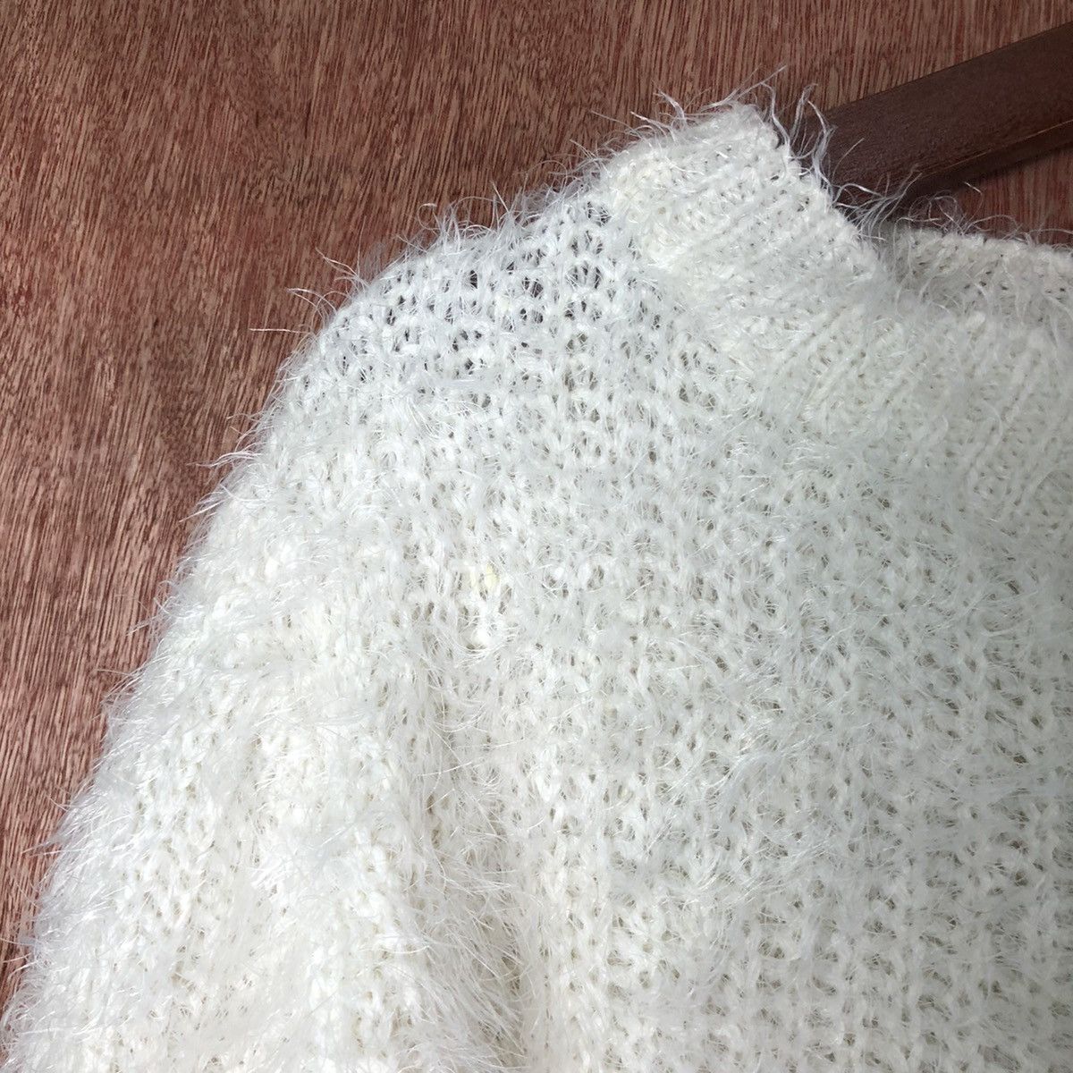 Hypebeast × Japanese Brand Pudding White Shag Shaggy Fur Mohair Knitwear #6583 Size M / US 6-8 / IT 42-44 - 5 Thumbnail