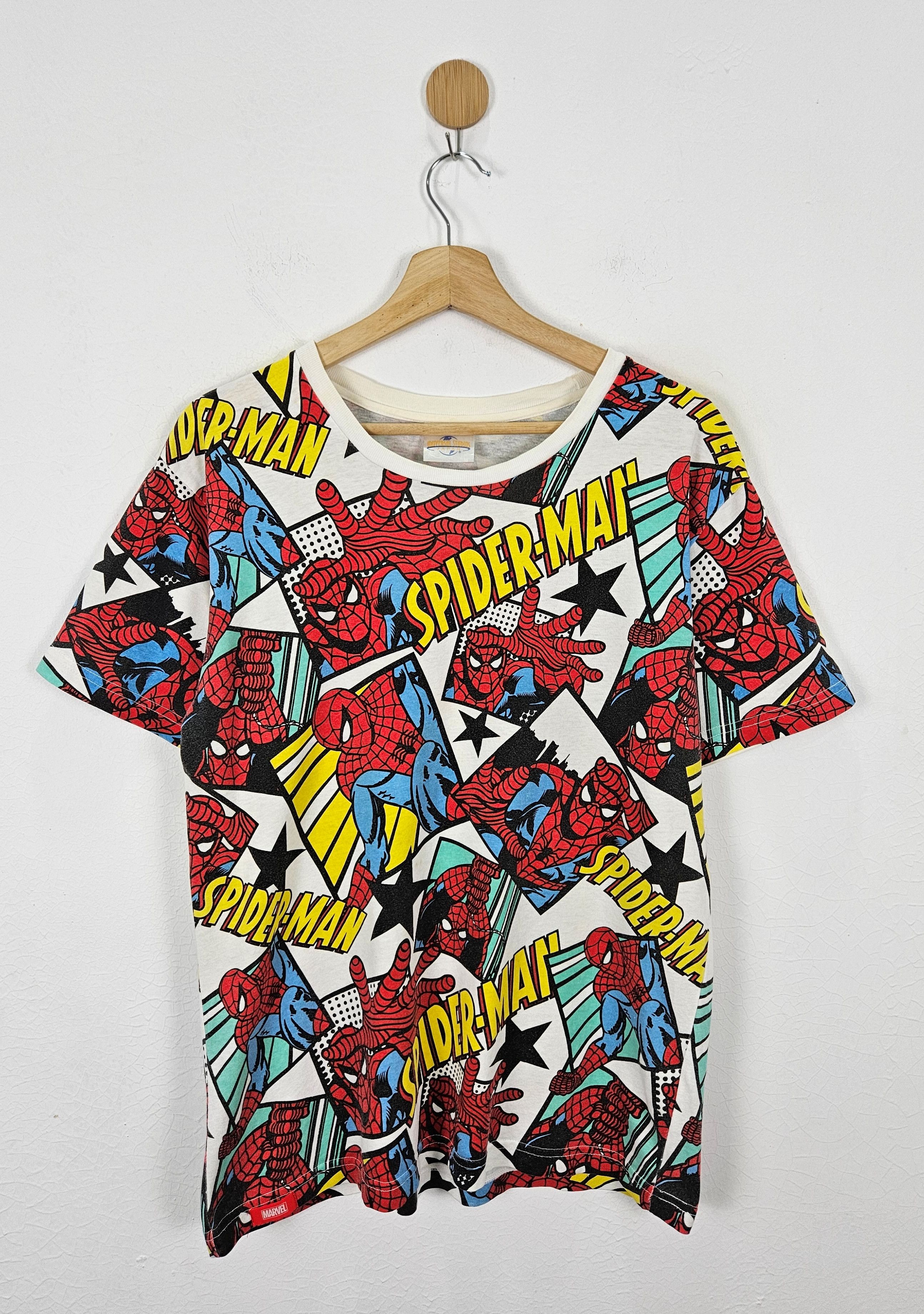 DC Comics × Marvel Comics × Vintage Vintage Marvel Comics Spiderman Fullprint Tshirt Size US L / EU 52-54 / 3 - 1 Thumbnail