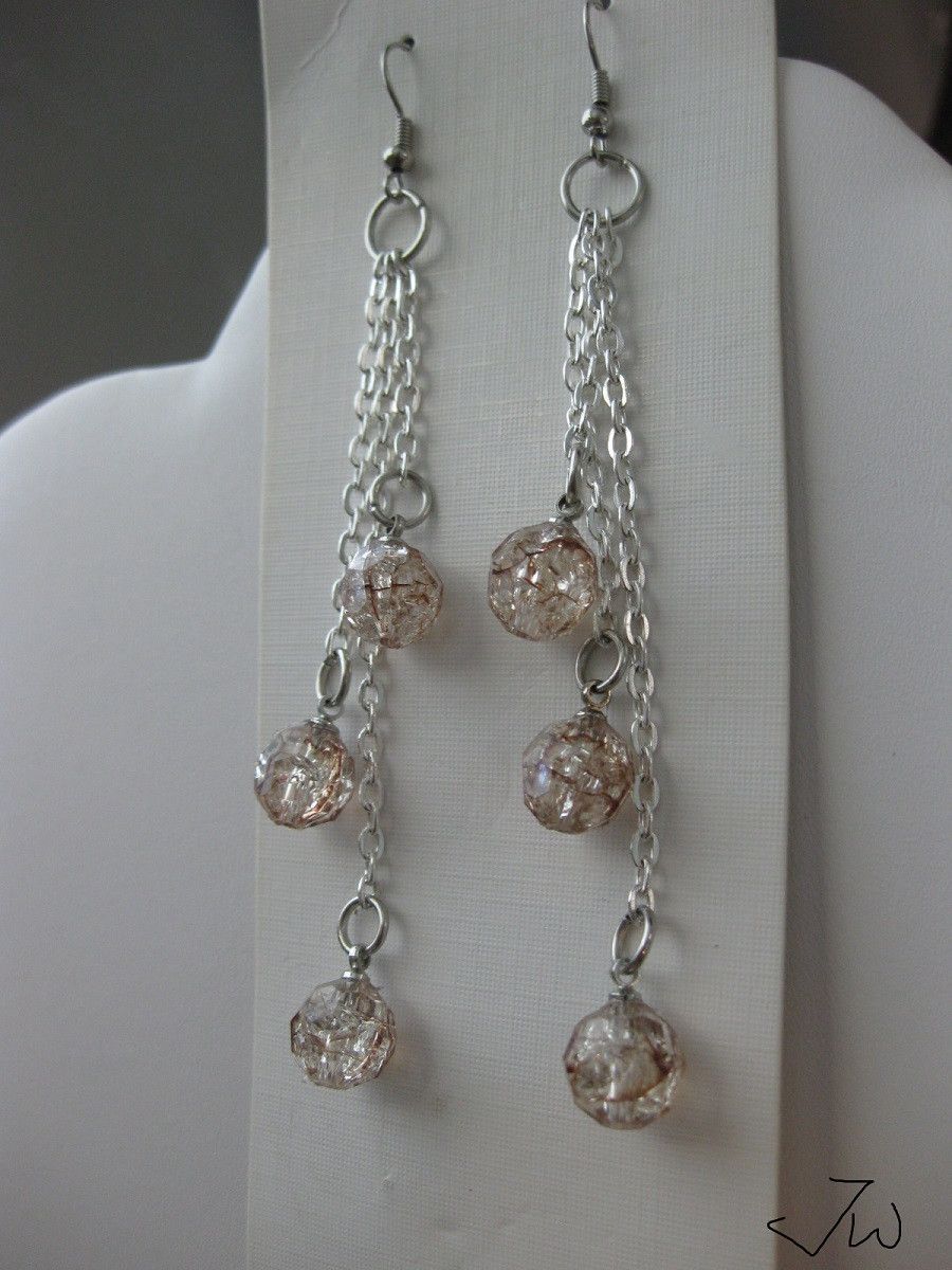 Handmade Brown Crystal Beads Dangle Earrings Size ONE SIZE - 2 Thumbnail