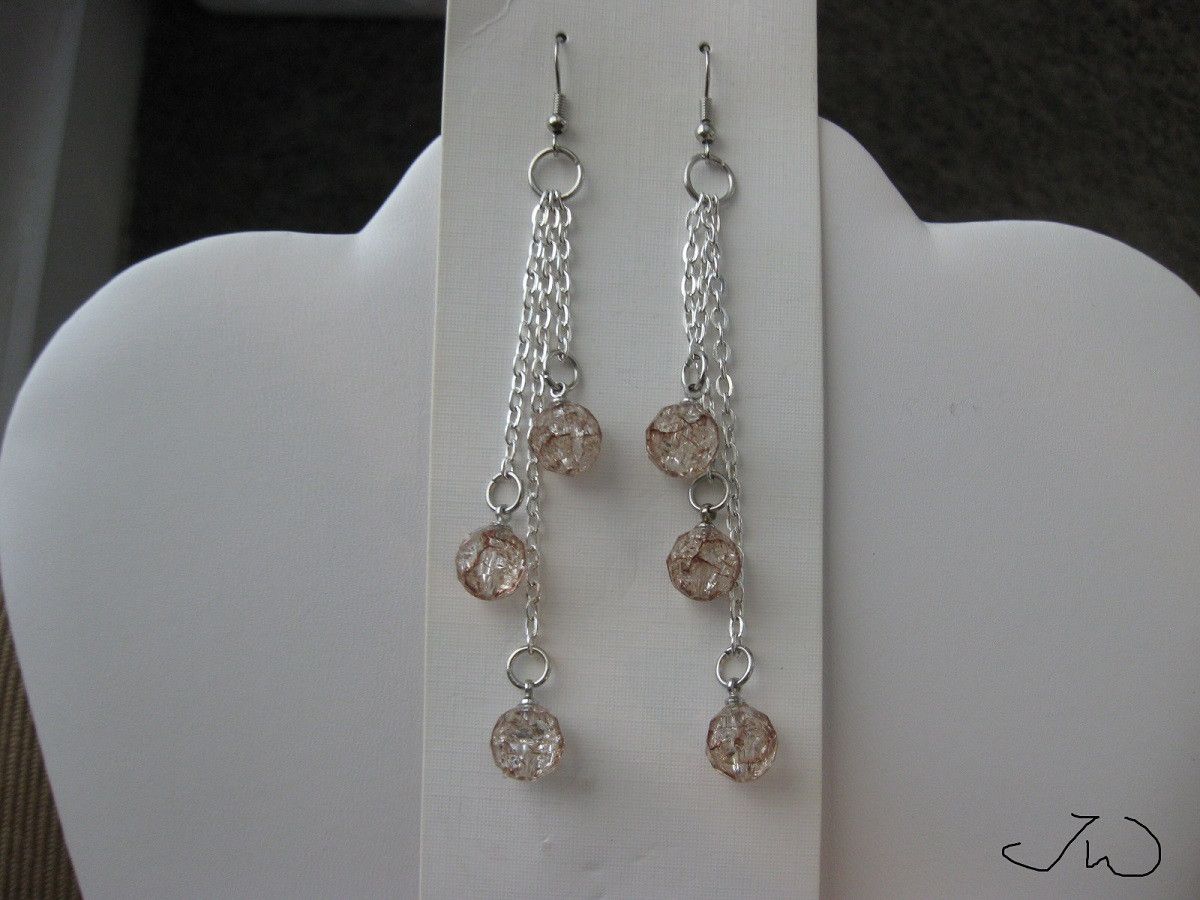 Handmade Brown Crystal Beads Dangle Earrings Size ONE SIZE - 1 Thumbnail