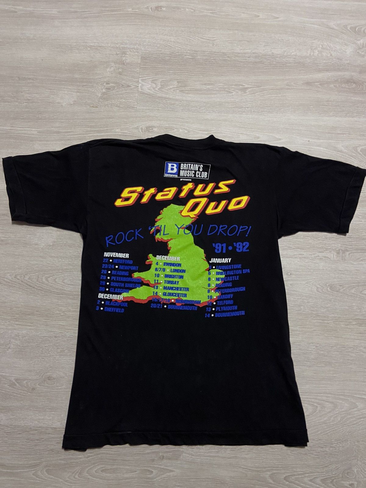 Vintage 90’s Status Quo 1991 tour tee Rock Til you drop
