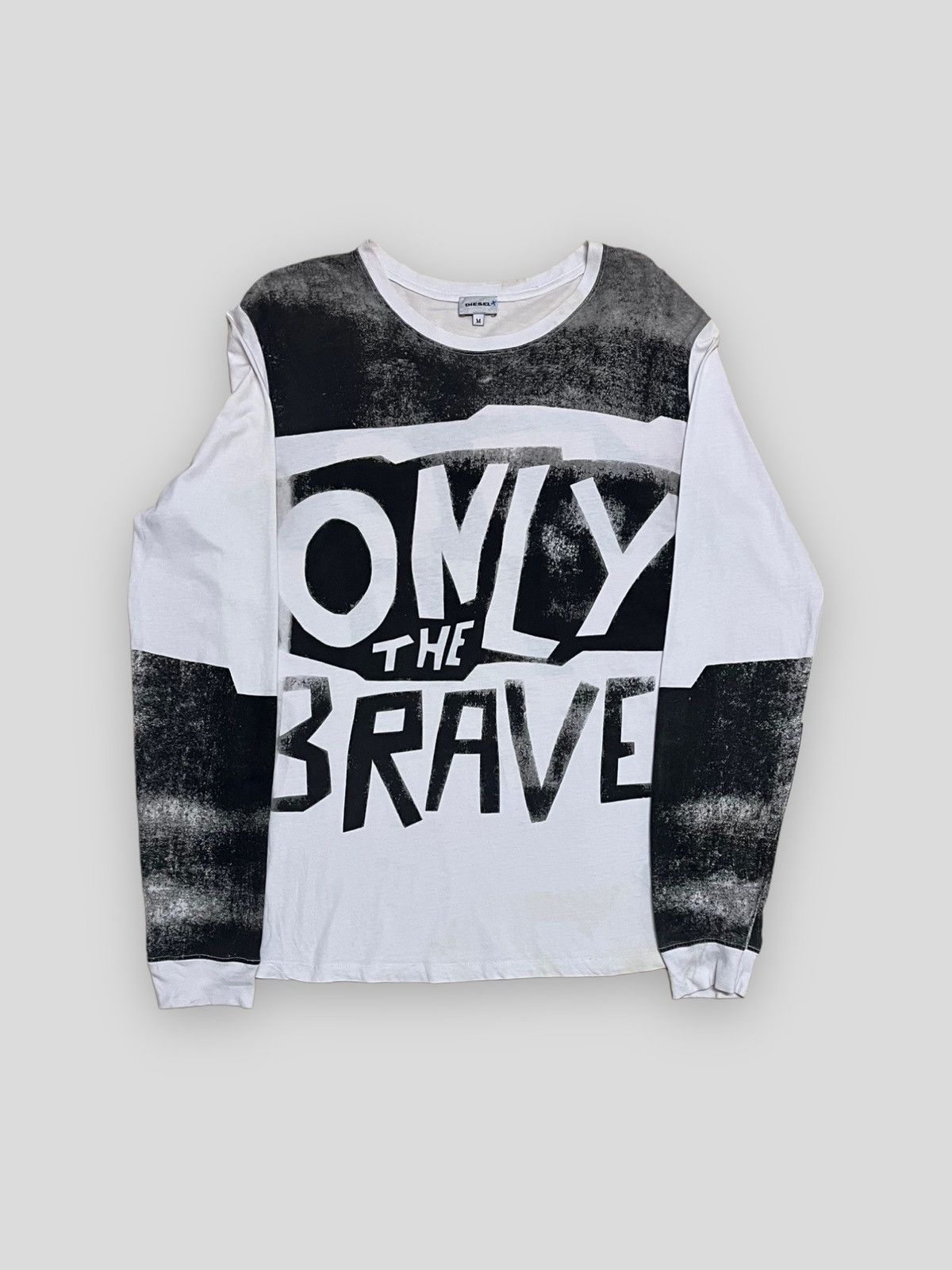 image of Send Offer Only The Brave Diesel Designer Longsleeve in White, Men's (Size Medium)