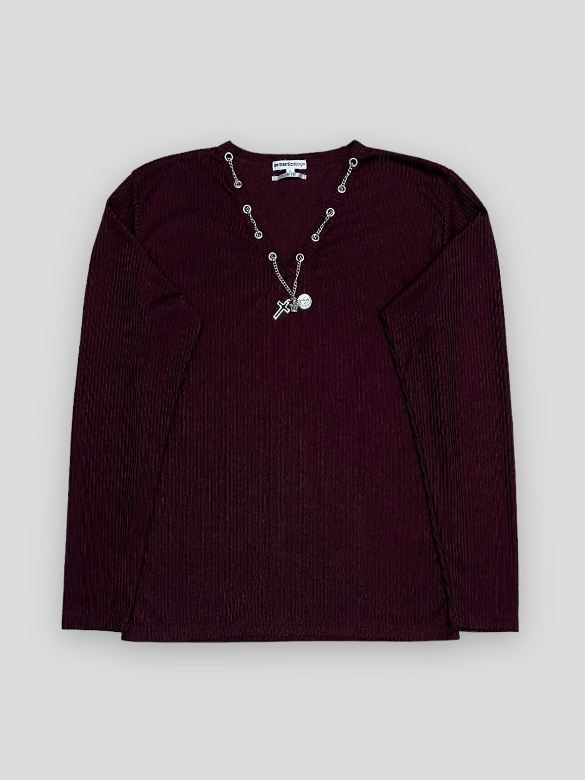 image of Ppfm x Vintage Send Offer90S Semantic Pleats Longslevee Silver Punk Chain in Red (Size Medium)