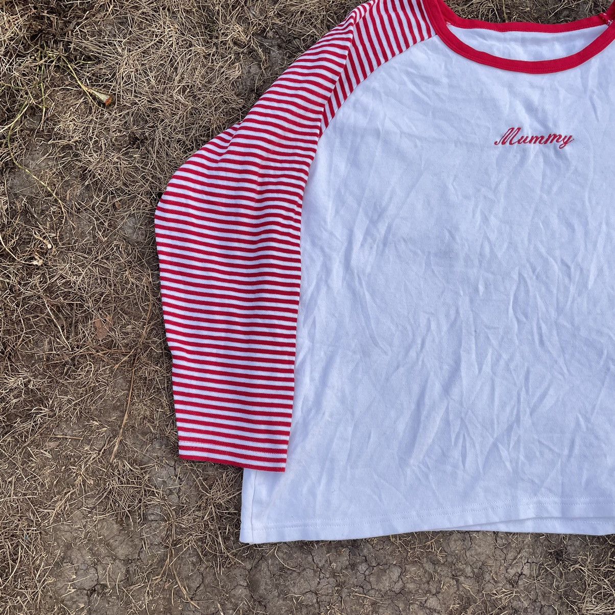 Vintage Vintage Y2K Striped Raglan Tee Preppy Pink White Grunge L Size L / US 10 / IT 46 - 2 Thumbnail