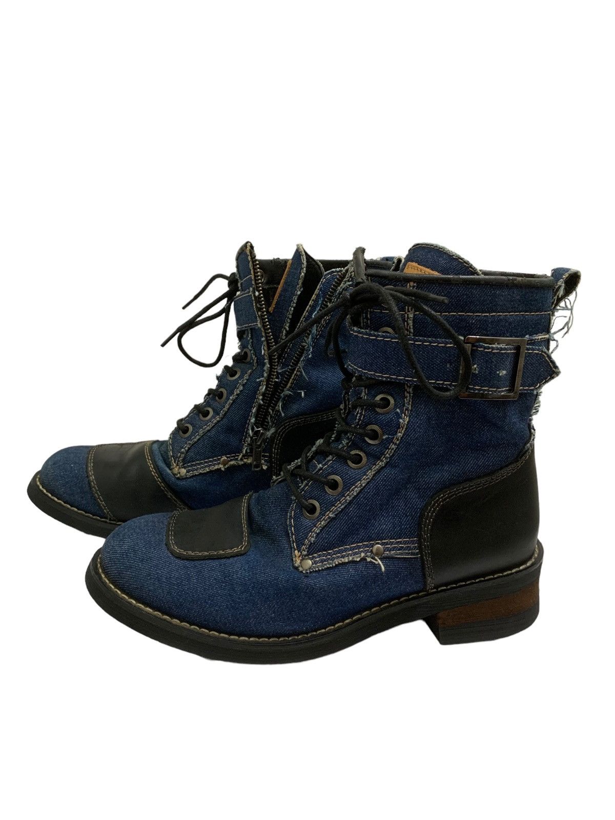 If Six Was Nine Vintage Distressed Cut Denim Fullgate Shoesmakers Boots Size US 7.5 / EU 40-41 - 2 Thumbnail