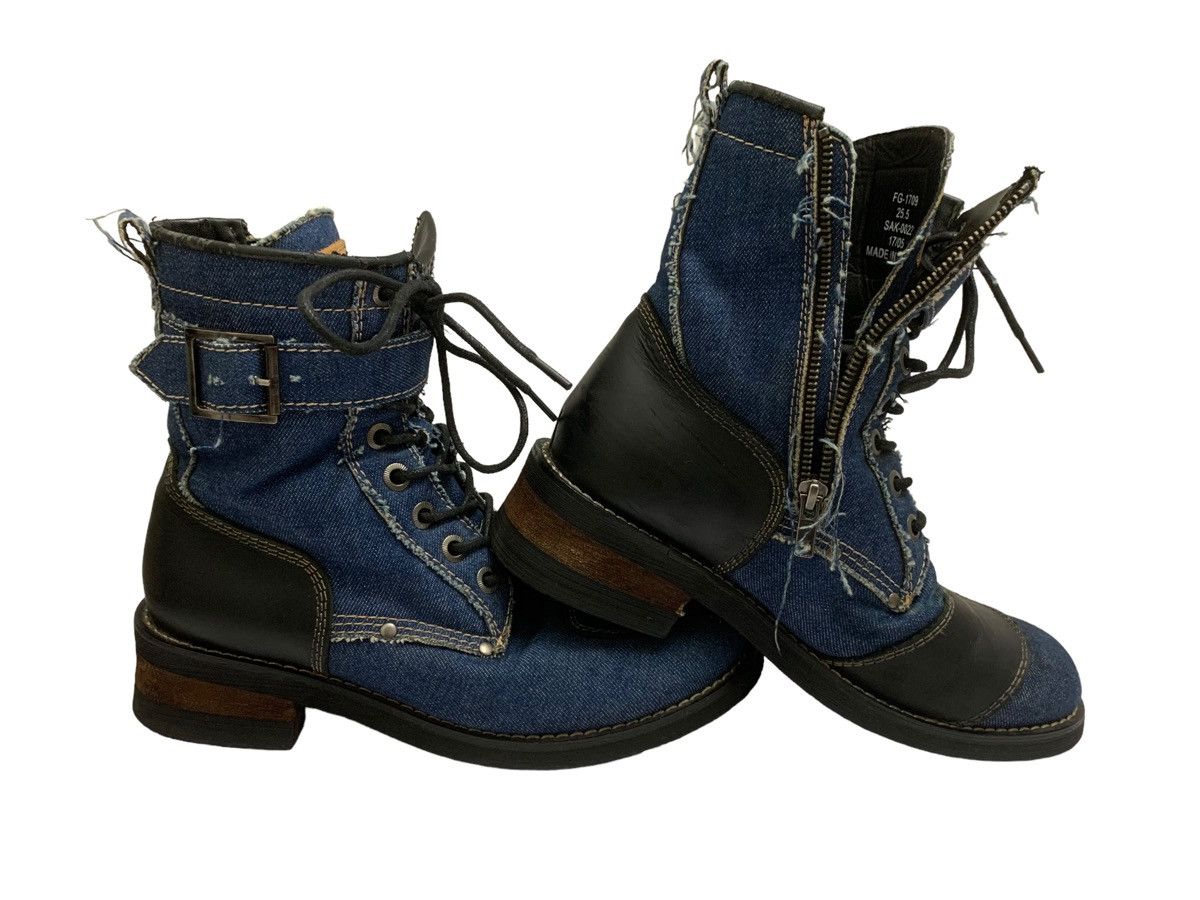 If Six Was Nine Vintage Distressed Cut Denim Fullgate Shoesmakers Boots Size US 7.5 / EU 40-41 - 8 Thumbnail