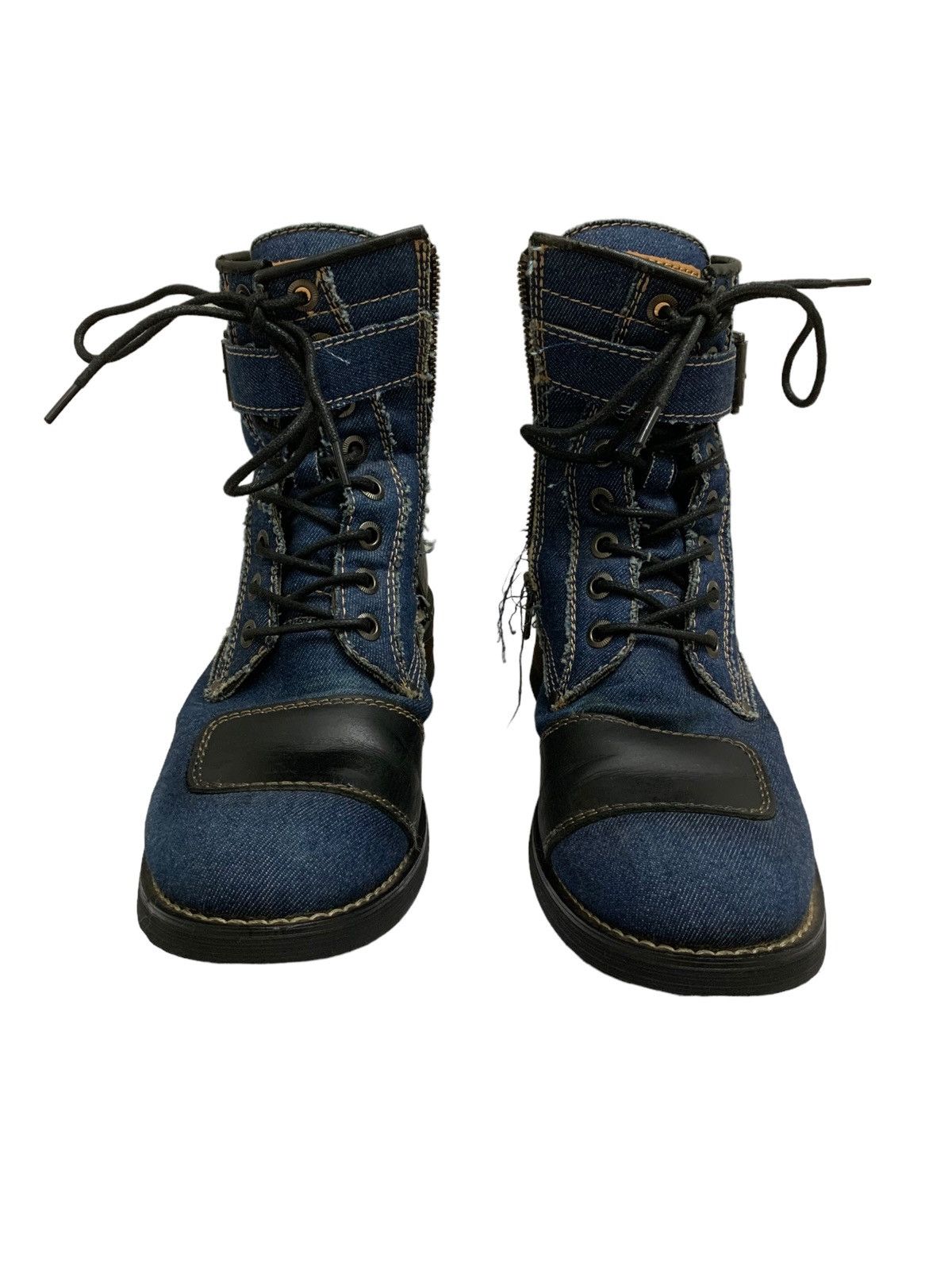 If Six Was Nine Vintage Distressed Cut Denim Fullgate Shoesmakers Boots Size US 7.5 / EU 40-41 - 6 Thumbnail