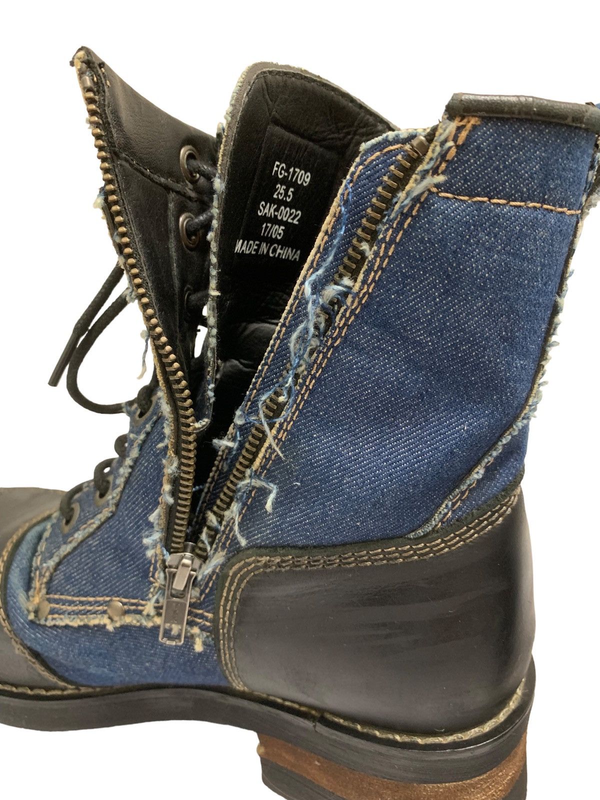 If Six Was Nine Vintage Distressed Cut Denim Fullgate Shoesmakers Boots Size US 7.5 / EU 40-41 - 9 Thumbnail
