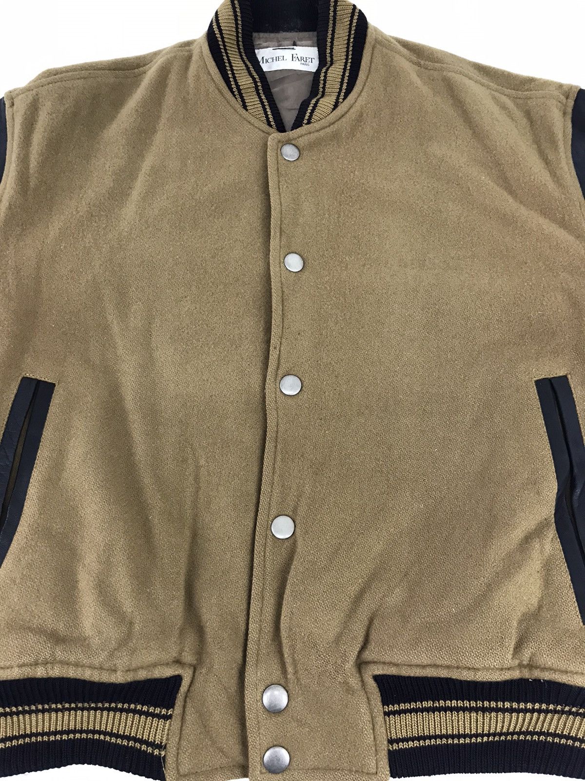 Japanese Brand Michel Faret Paris Varsity Wool Leather Sleeve Jacket Size US M / EU 48-50 / 2 - 3 Thumbnail