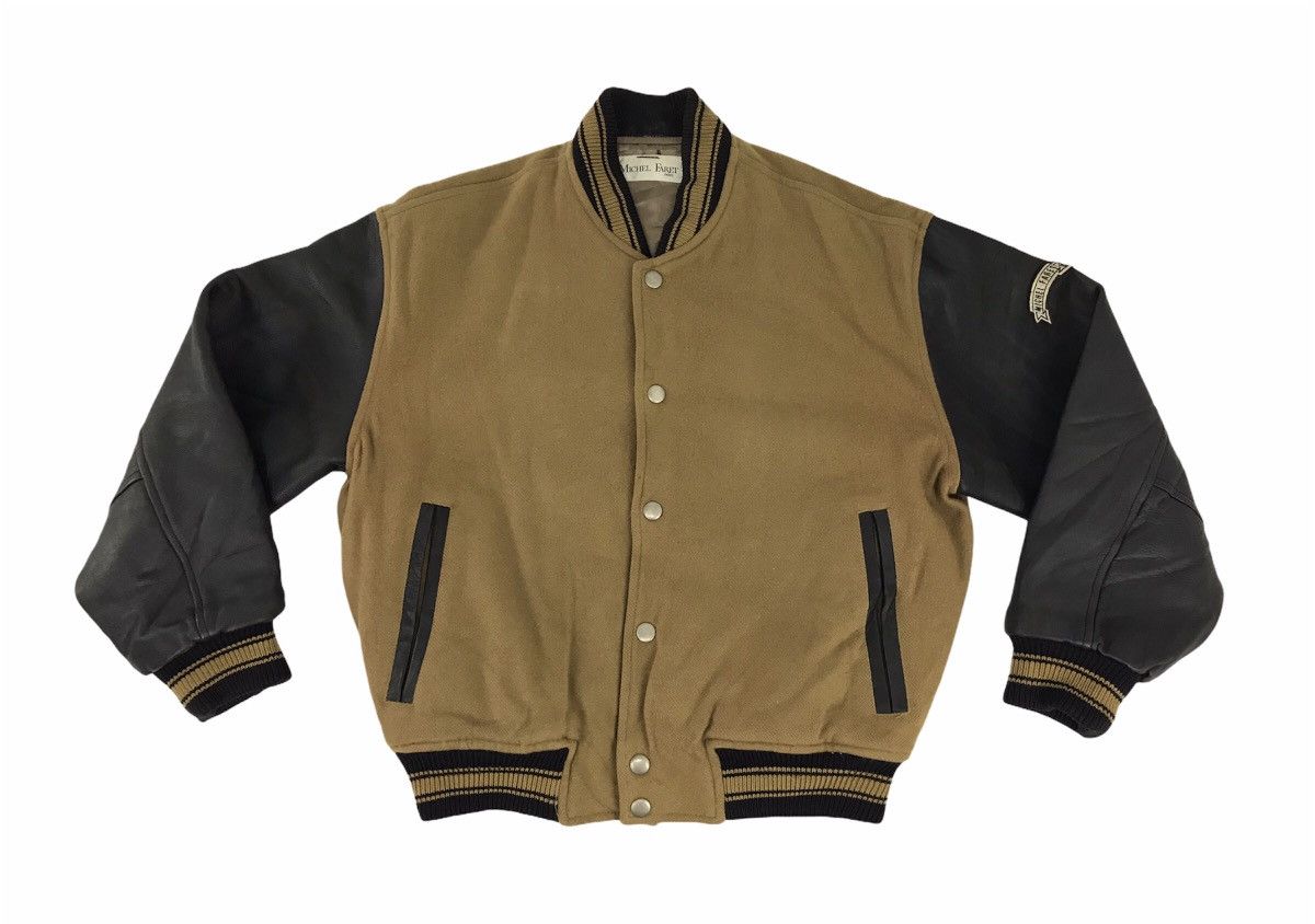 Japanese Brand Michel Faret Paris Varsity Wool Leather Sleeve Jacket Size US M / EU 48-50 / 2 - 2 Thumbnail