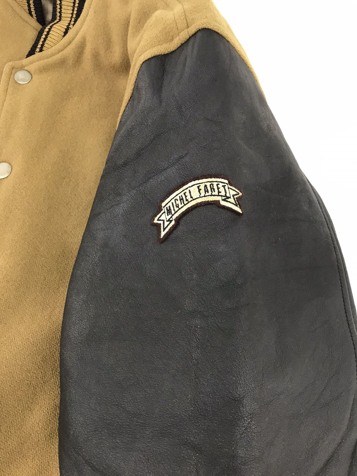 Japanese Brand Michel Faret Paris Varsity Wool Leather Sleeve Jacket Size US M / EU 48-50 / 2 - 7 Thumbnail